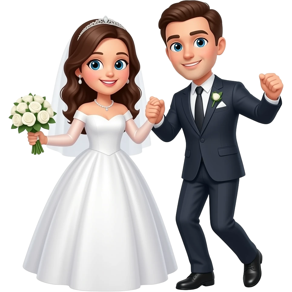 Newlywed couple, bride and groom, full body dancing emoji | AI Emoji ...