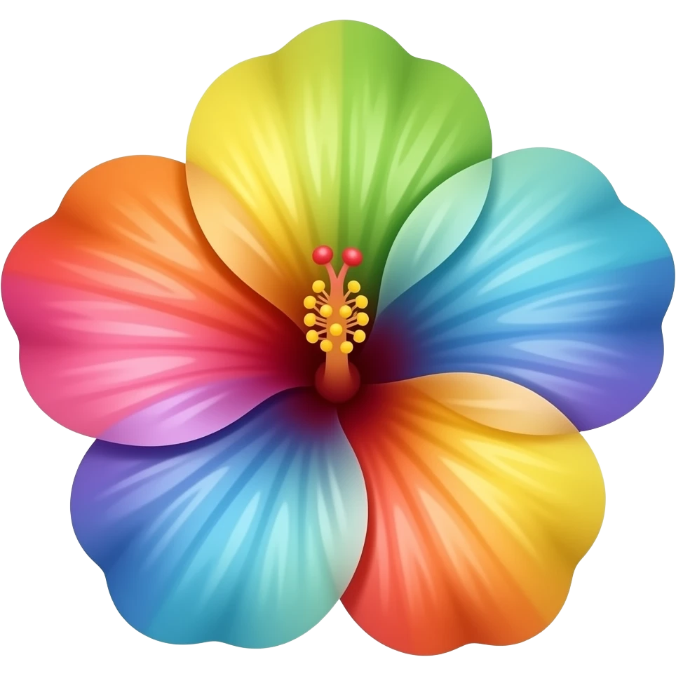 Rainbow hibiscus emoji
