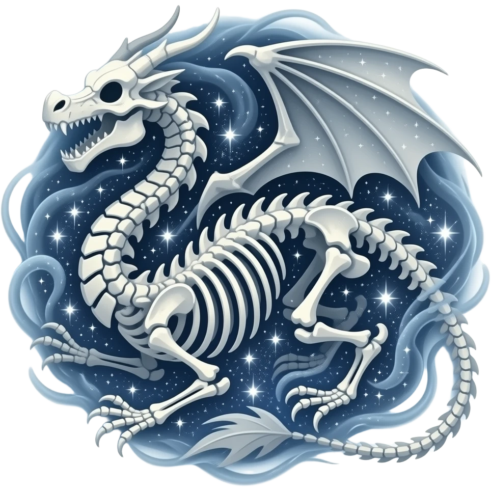 enormous dragon skeleton forming from stardust emoji