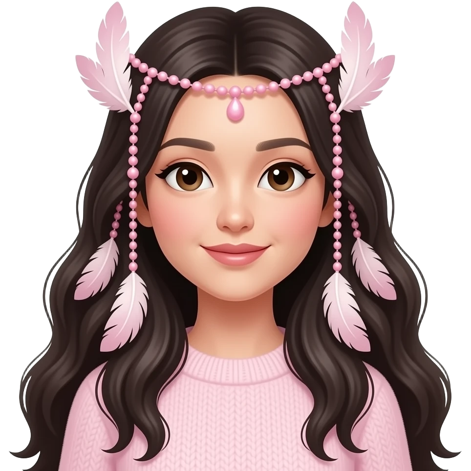 Fuzzy slim oriental feathery long-haired beaded mane cozy rosy aesthetic feathery feminine Rosy beautiful emoji