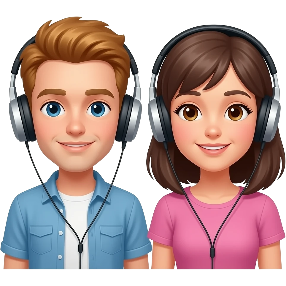 young adults listening to music emoji