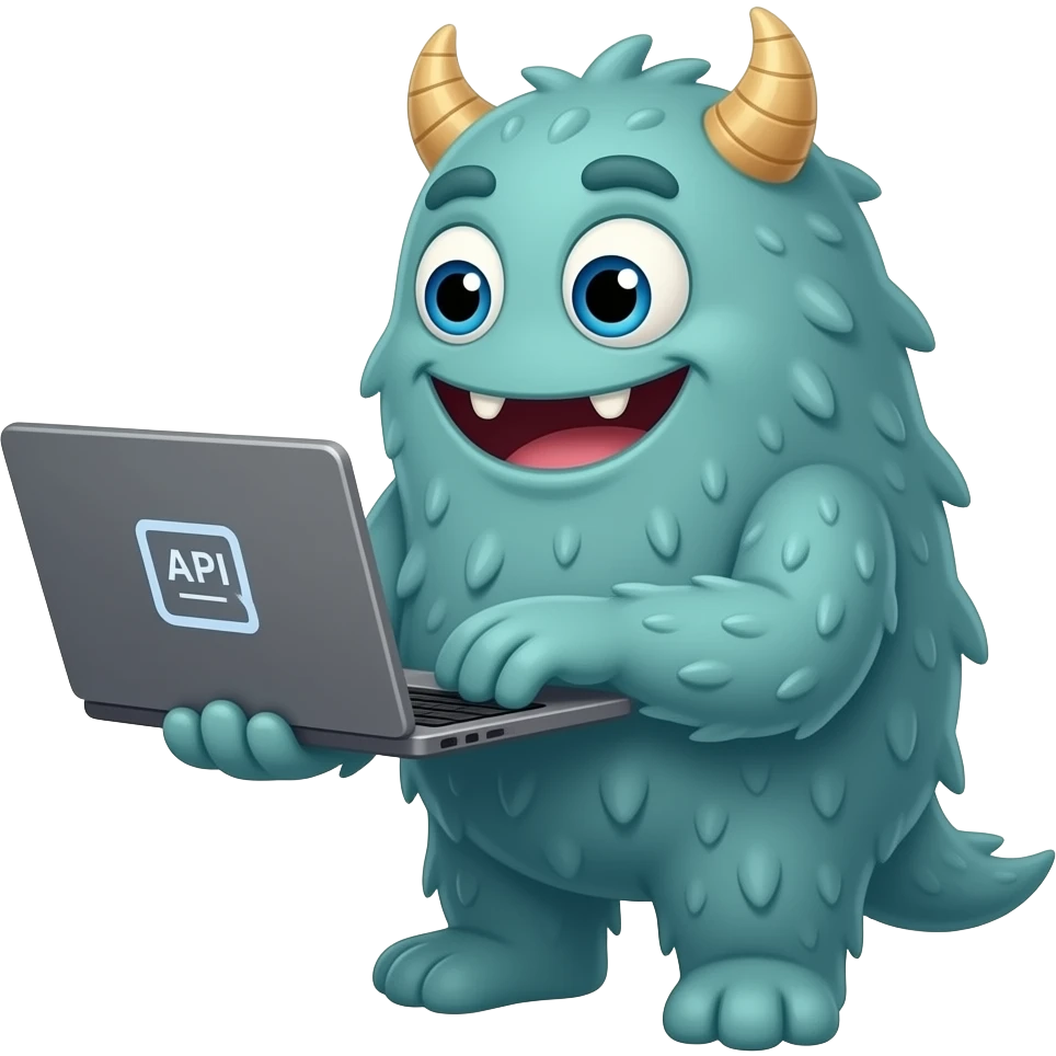 a cartoon monster making api requests emoji