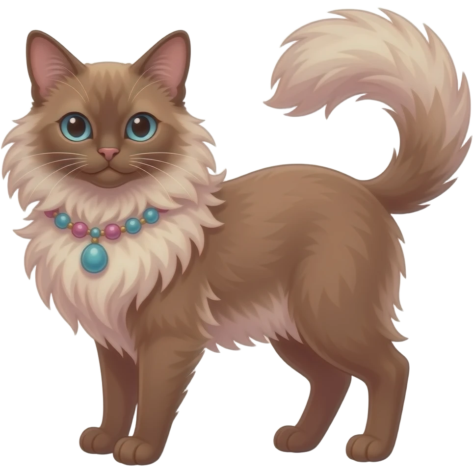 Fuzzy slim oriental feathery long-haired beaded mane cozy rosy aesthetic feathery feminine Rosy beautiful emoji