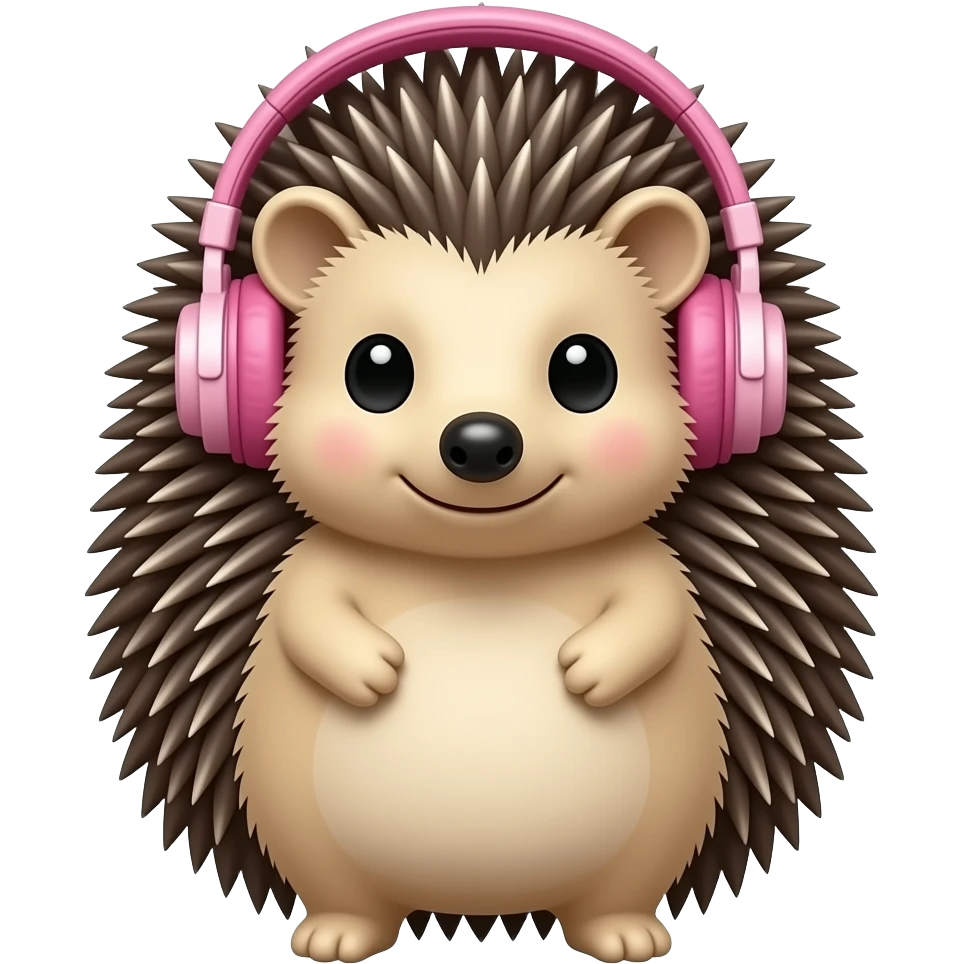 Hedgehog with pink headphones emoji