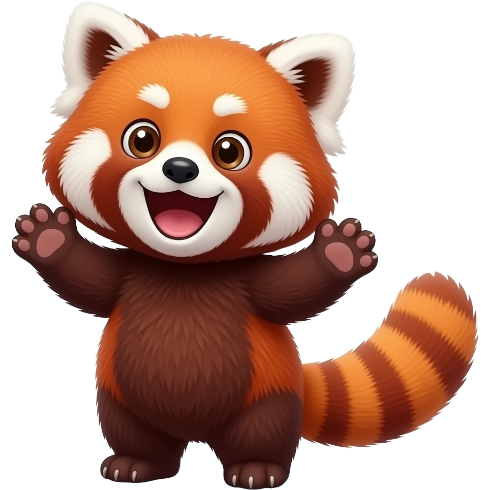 A VERY EXCITED VERY CUTE red panda emoji