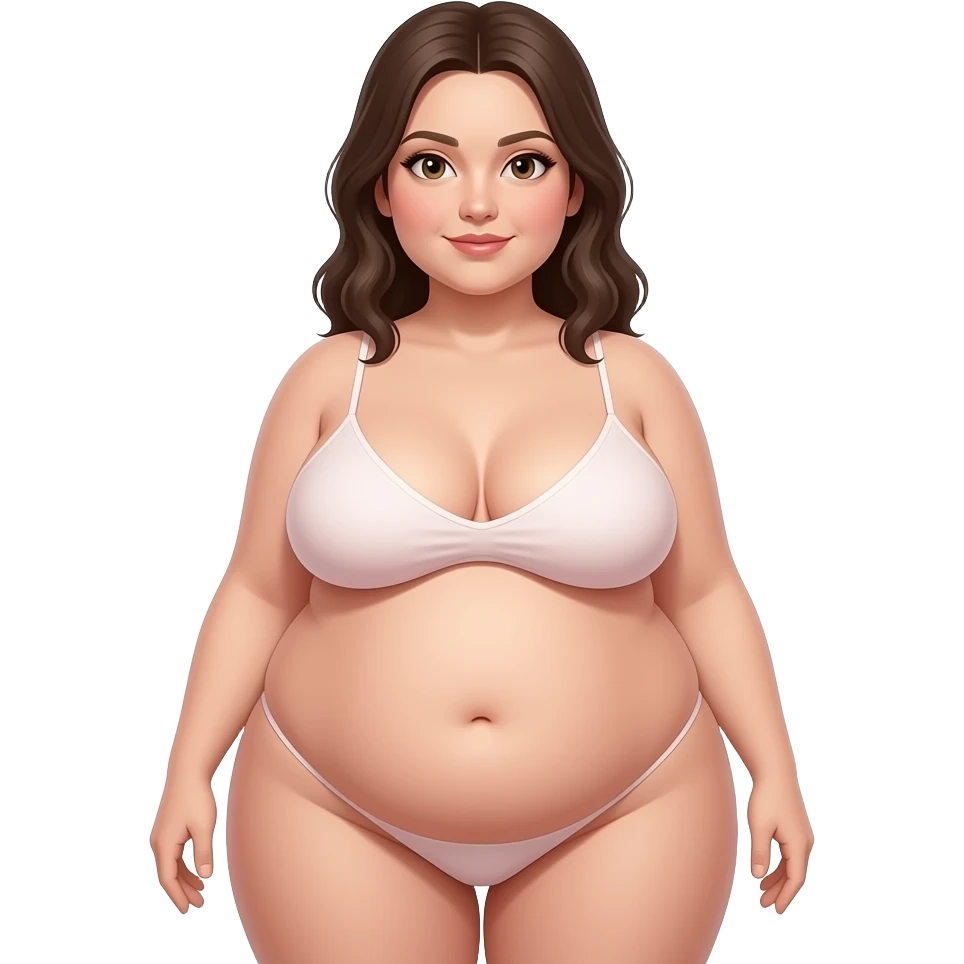 Short chubby naked woman. Bubble butt, saggy breasts. emoji