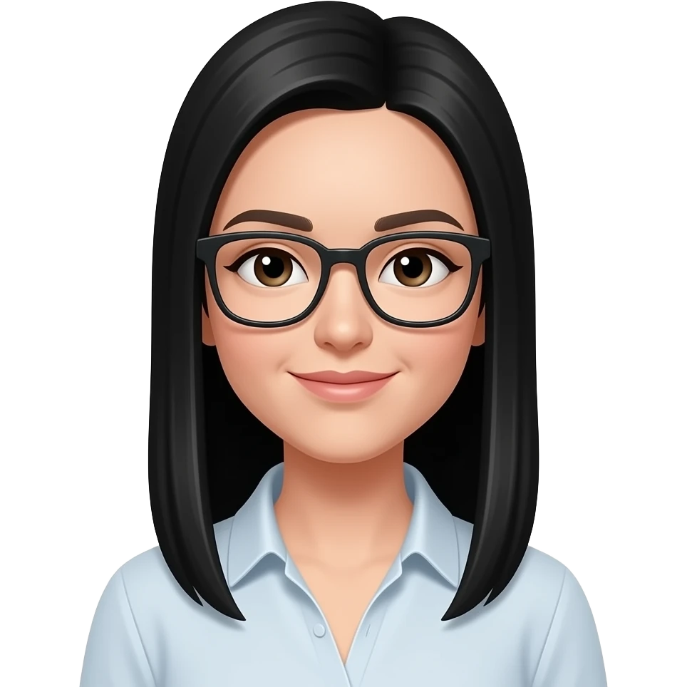 straight black long hair and glasses emoji