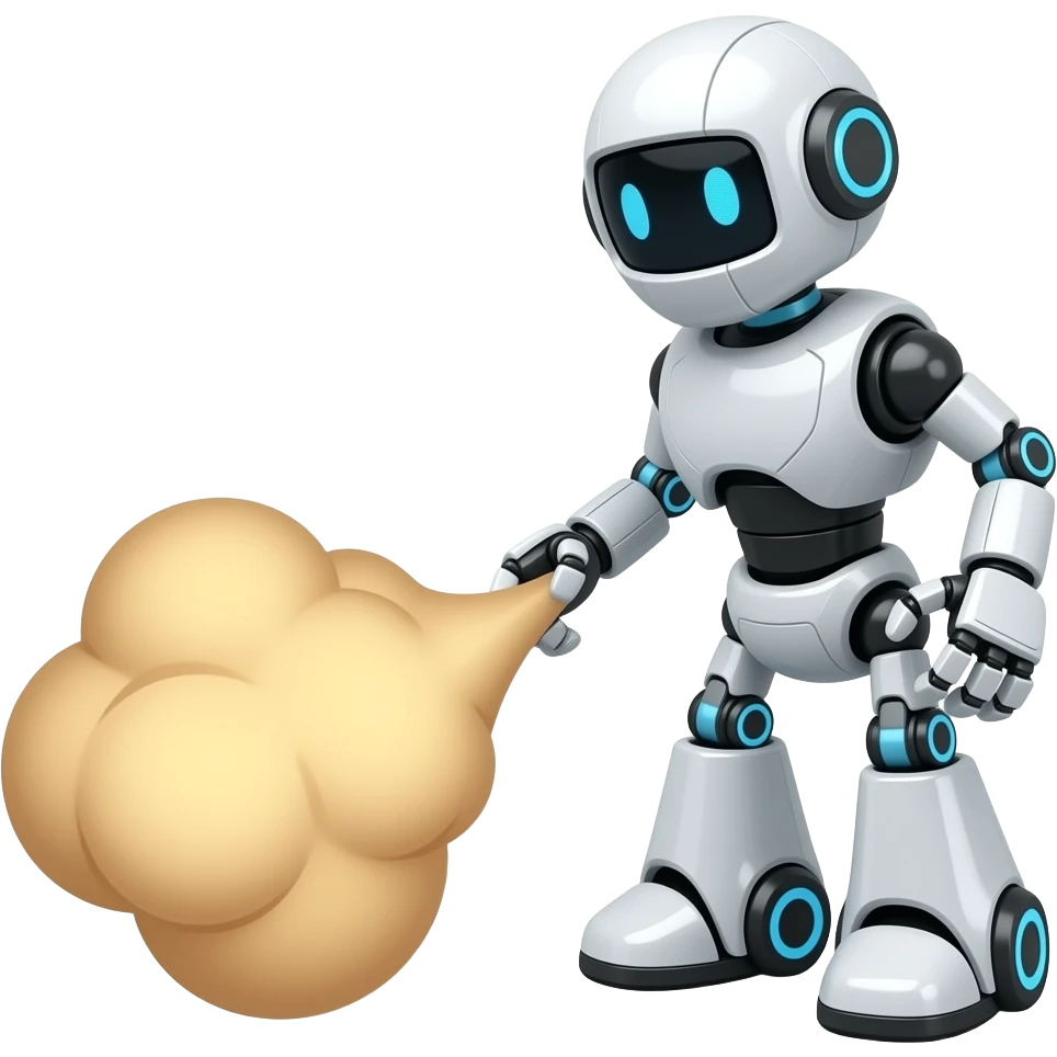 robot doing a big fart emoji