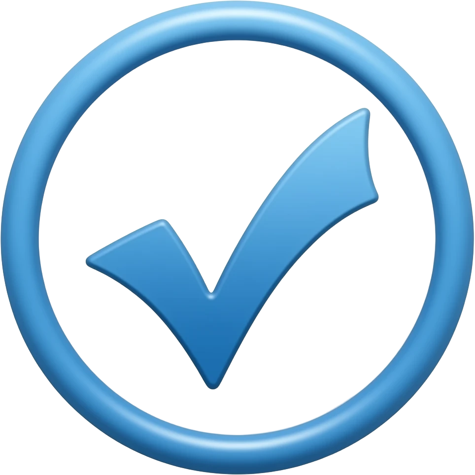 Tick mark ✅ In all blue fill with circular edge and curved triangles on circular edge all blue no white emoji