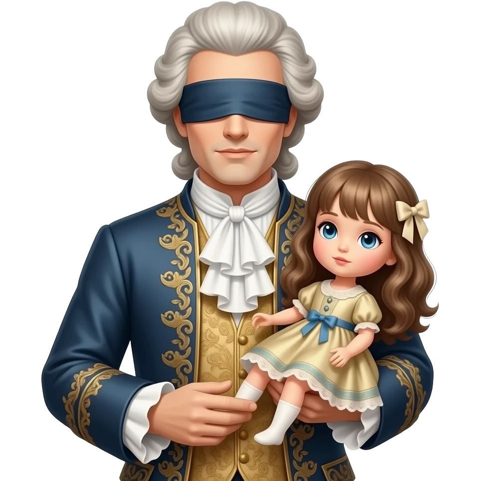 rococo dress guy mannequin blindfolded clothing doll emoji