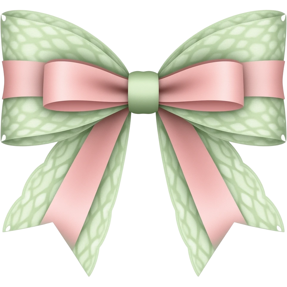 light pink & light green on bow lace coquette bow emoji