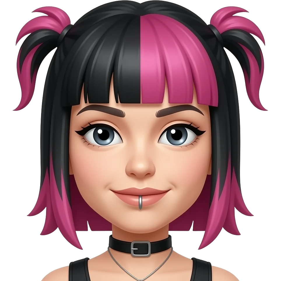 чёрный и розовые волосы и пирсинг emoji