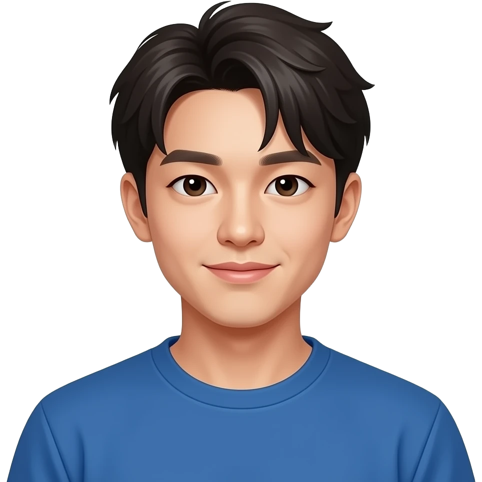 korean young man + blue top emoji
