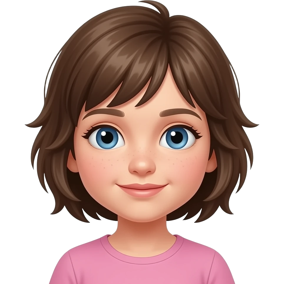 Tilly  6 years oldblue eyes light short brown bit spiky longish hair emoji