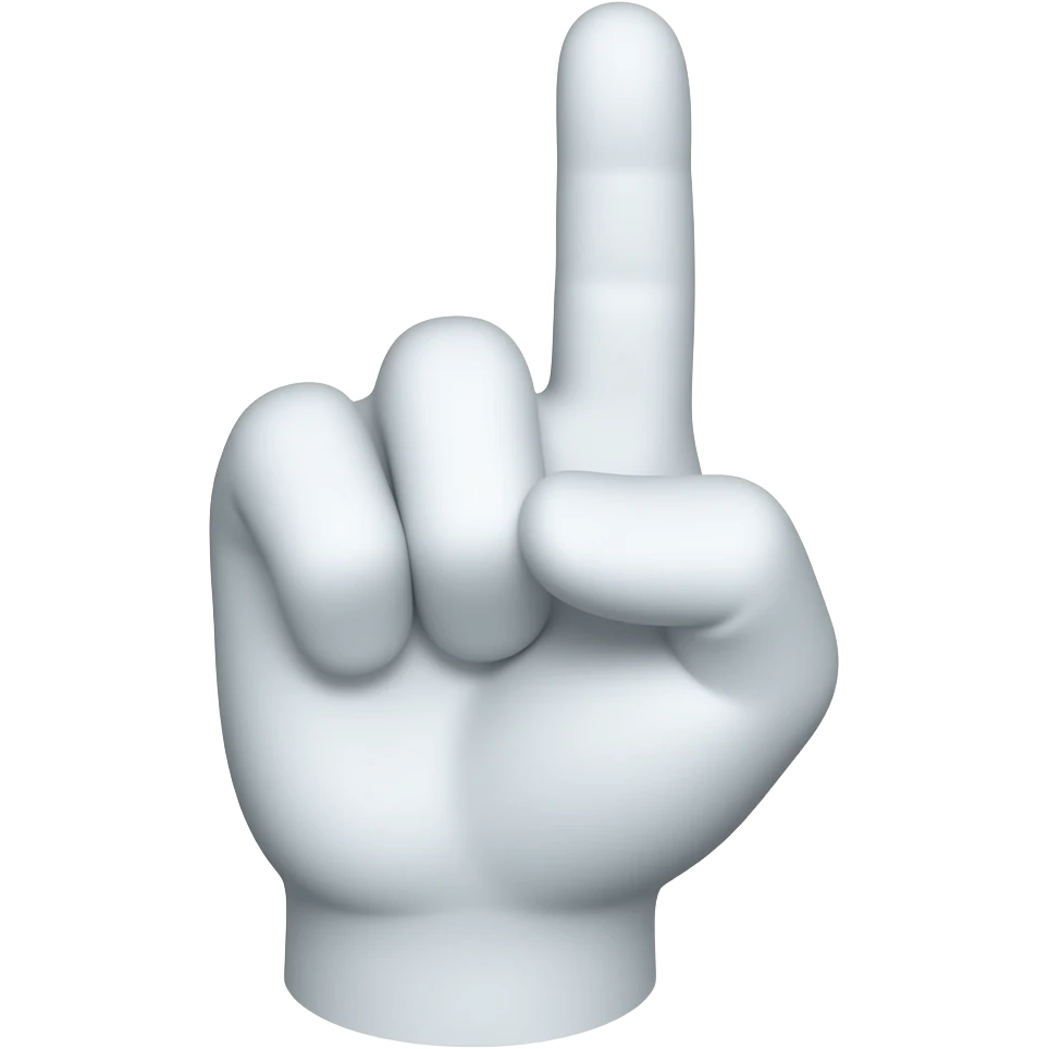 white left hand index finger pointing straight up and the thumb extended horizontally at a 90-degree angle forming a clear capital letter 'L' shape the middle, ring, and pinky fingers are all folded down into the palm not visible emoji
