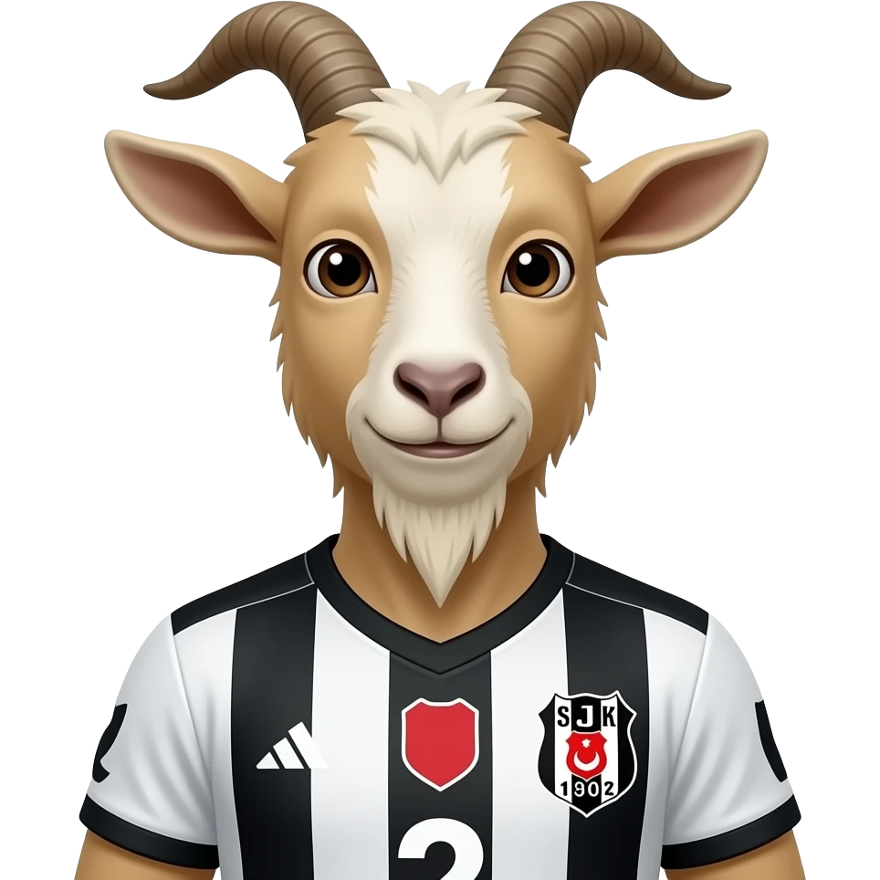 Üstünde beşiktaş forması olan hafif buğday tenli bıyıklı keçi sakallı ela gözlü sivri çeneli erkek emoji emoji