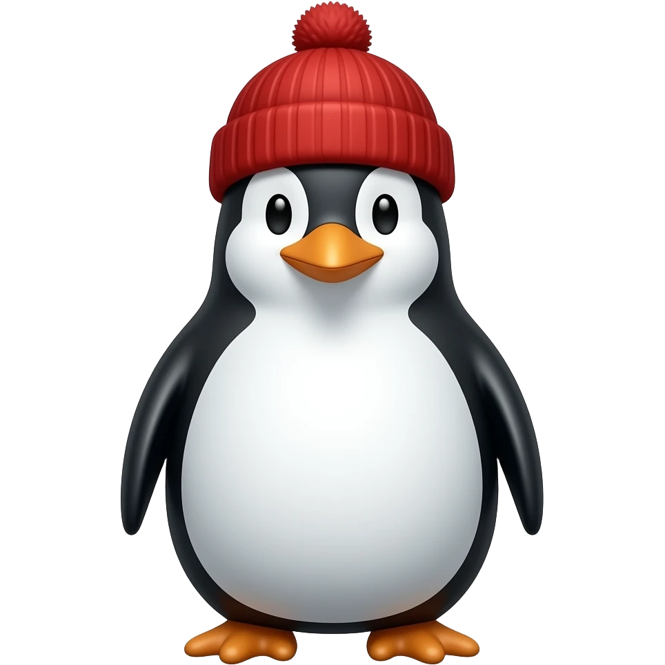 Penguin with a red beanie emoji