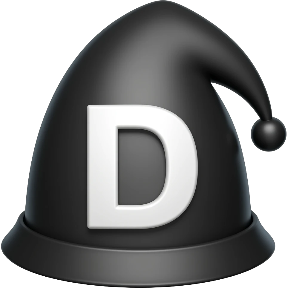 pointy dunce hat with letter D emoji
