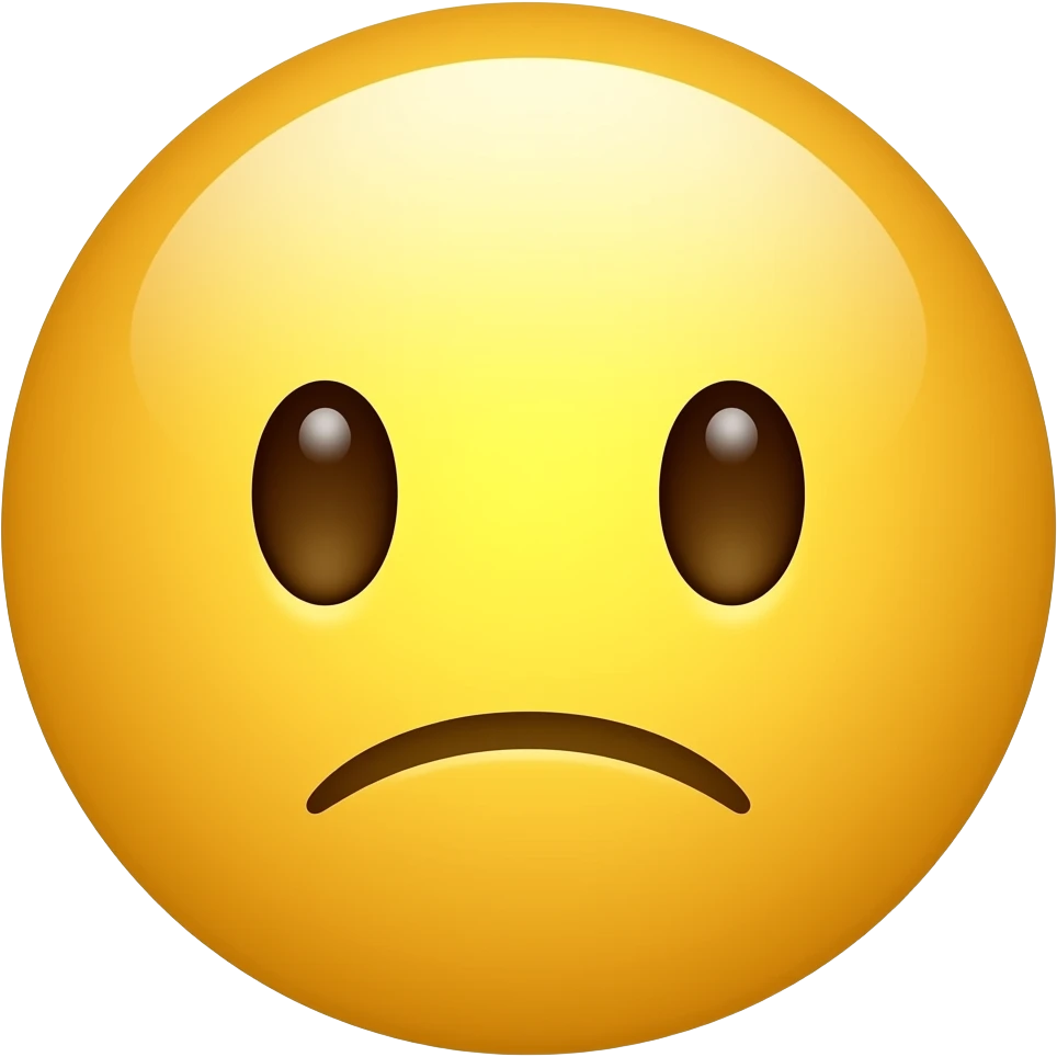 yellow circle emoji with brown eyes with brown worried mouth emoji