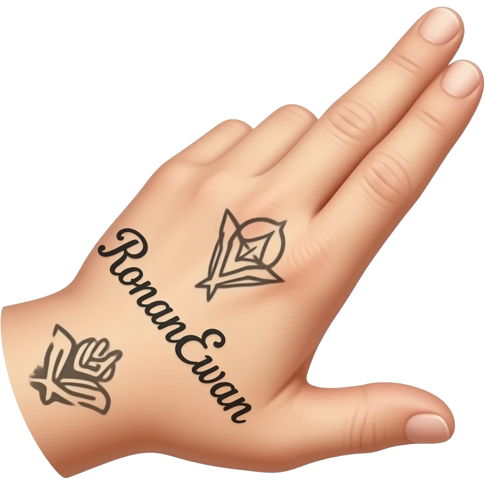 RonanEwan A tattoo of his name on his hand. emoji