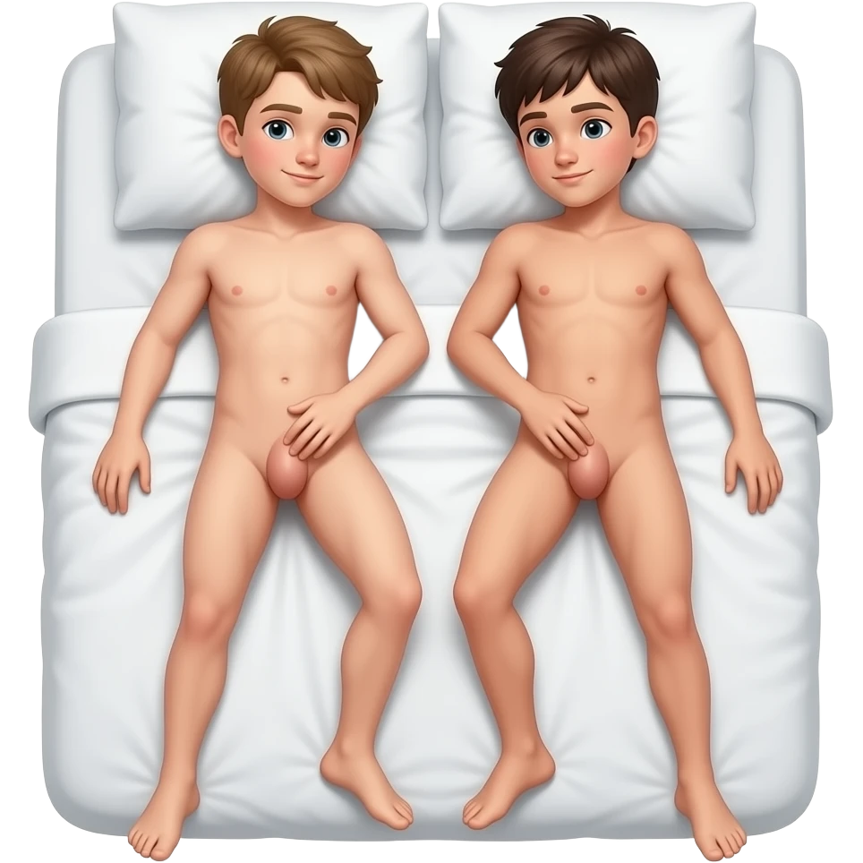 2 Boys teens naked making sex full body tall nude Lying down On top of each other In bed Touching the penis emoji