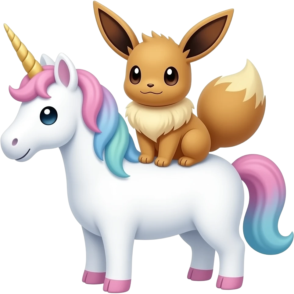 Baby eevee siting on a unbreon emoji