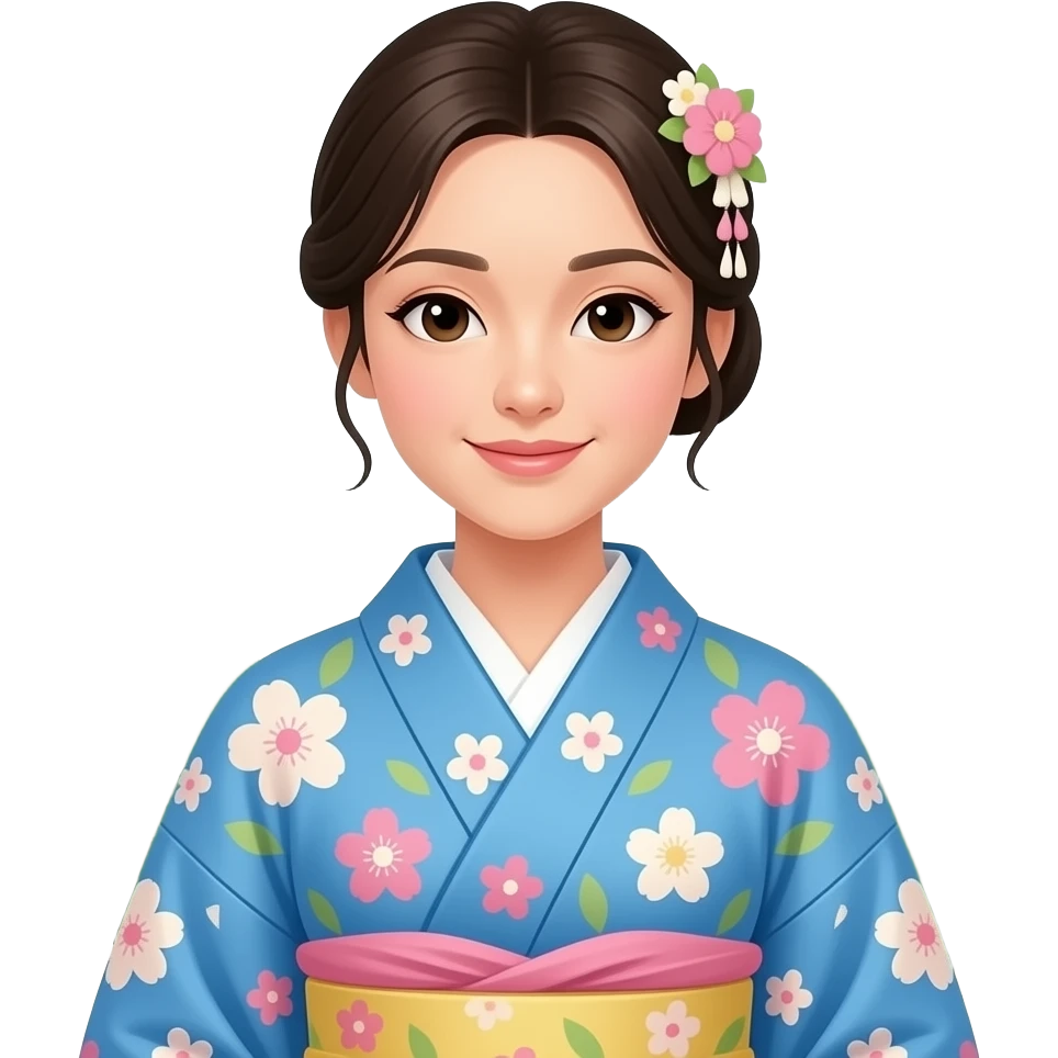 Que se parezca a Nezuco Do azul y el bambú grueso en la boca el kimono azul y flores color pastel  bambú grueso emoji