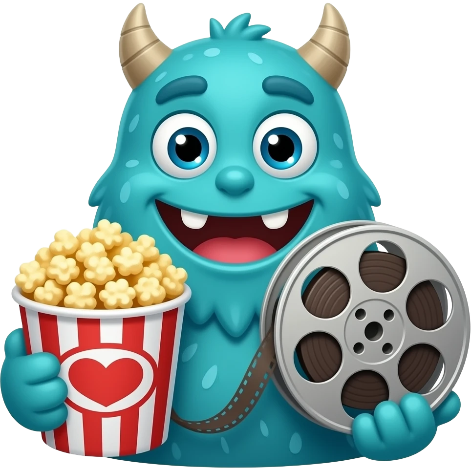 cartoon monster who loves movies emoji