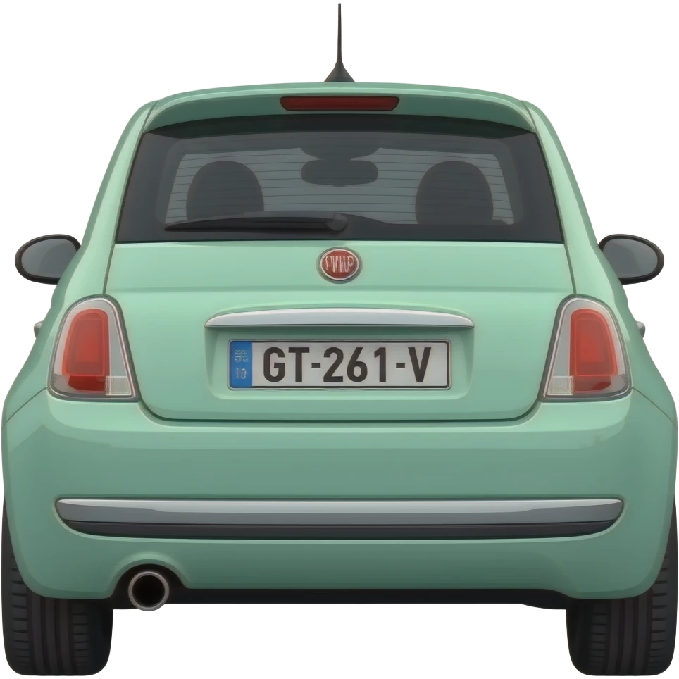 mint green fiat 500 twinair license plate GT-261-V emoji