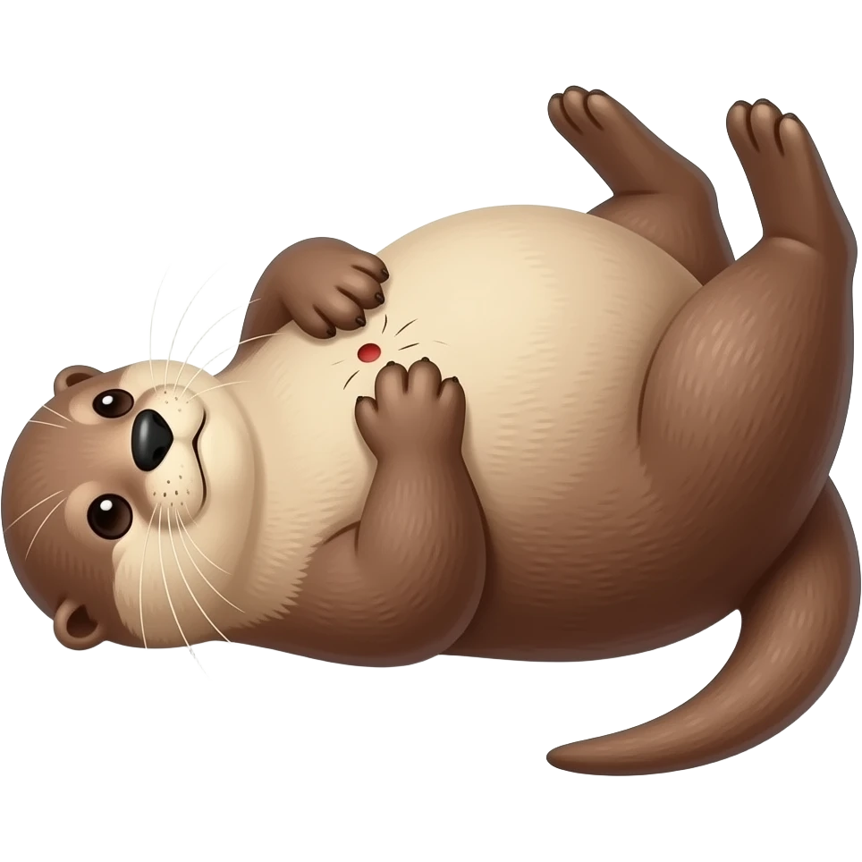 A female cape Otter is laying sprawled on her back,intense scratching in her Bellybutton to soothe an inch,Noticing her humongous overfed stomach,she is so stuffed with a heavy food baby,she can not move because her big full Tummy made her too fat. emoji