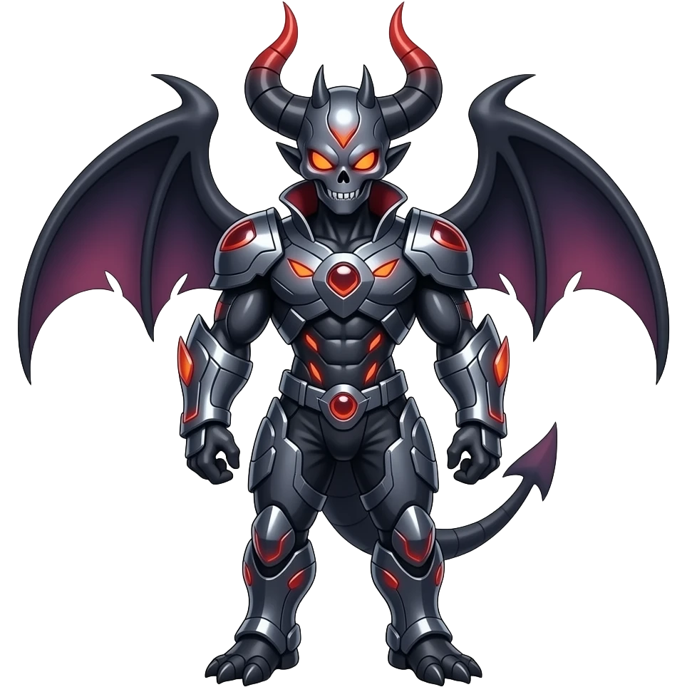 Shiny Horned Futuristic Badass Demonic Spectral Dusky Spooky Skull-faced Cool Hot Stylish Handsome Alien-Salandit-Darkrai-Genesect-Fakémon-fusion (full body) emoji