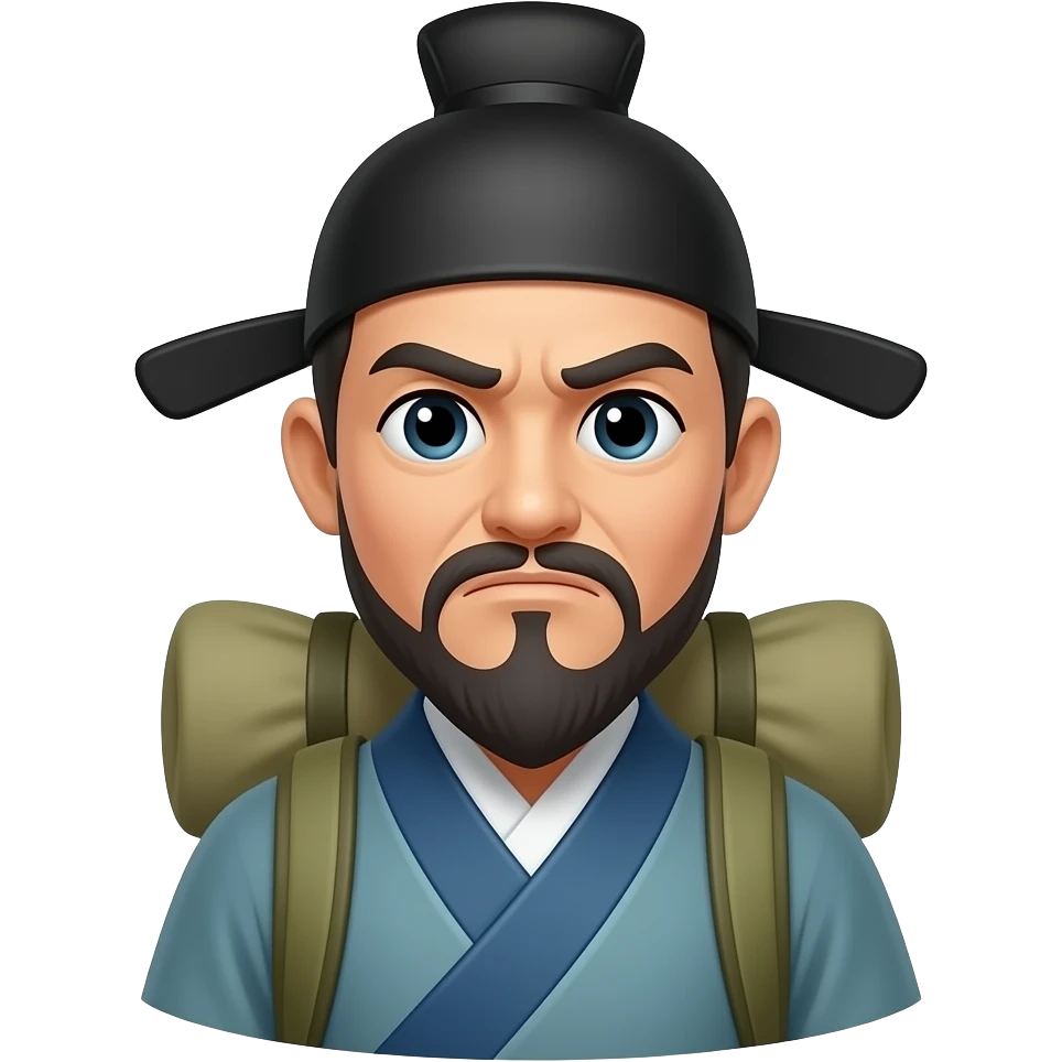Frowning ancient chinese traveler man, apple style emoji emoji | AI ...