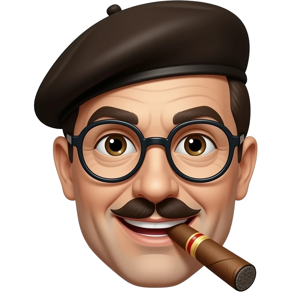 smiley face groucho marx cigar beret glasses emoji