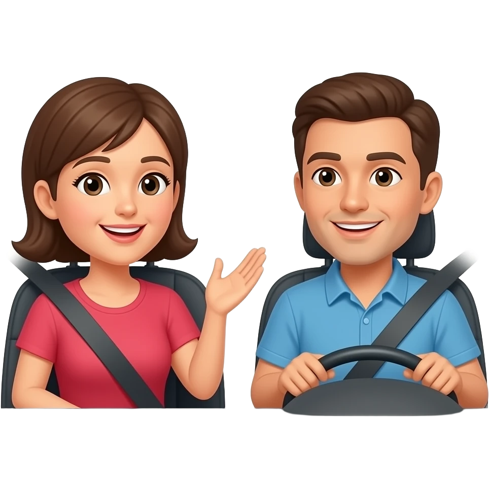 2 adults talking in the front seat emoji