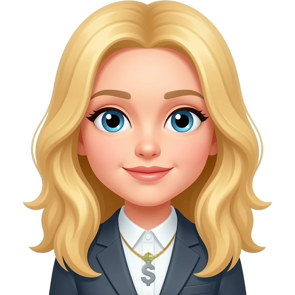 Blonde girl with money emoji