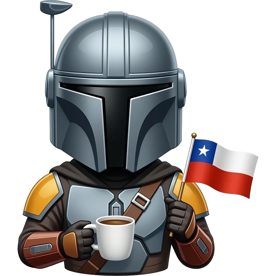 pedro pascal avec : casque de mandalorian, moustache, café et drapeau du chili emoji