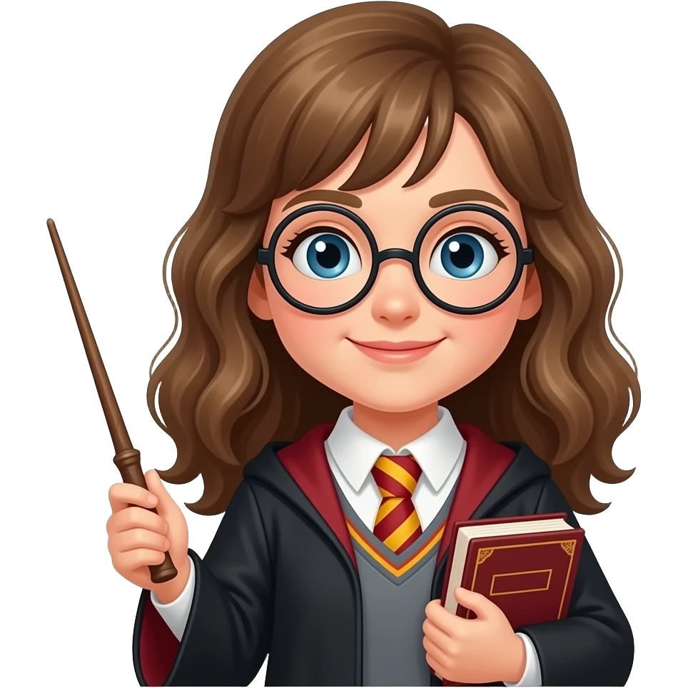 зроби емодзі учня з гогвортсу з чарівною паличкою та книжками emoji
