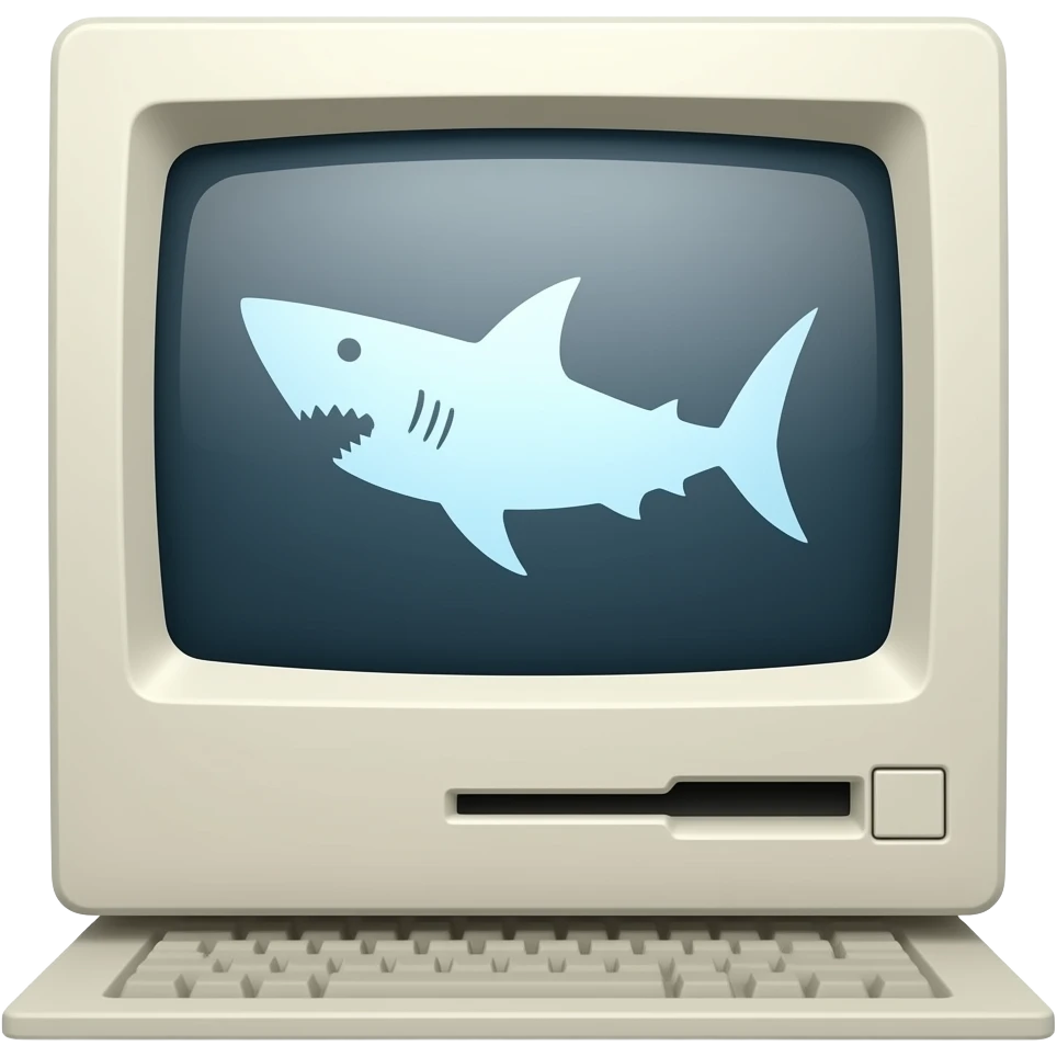 старый комп и там написано 🦈 emoji