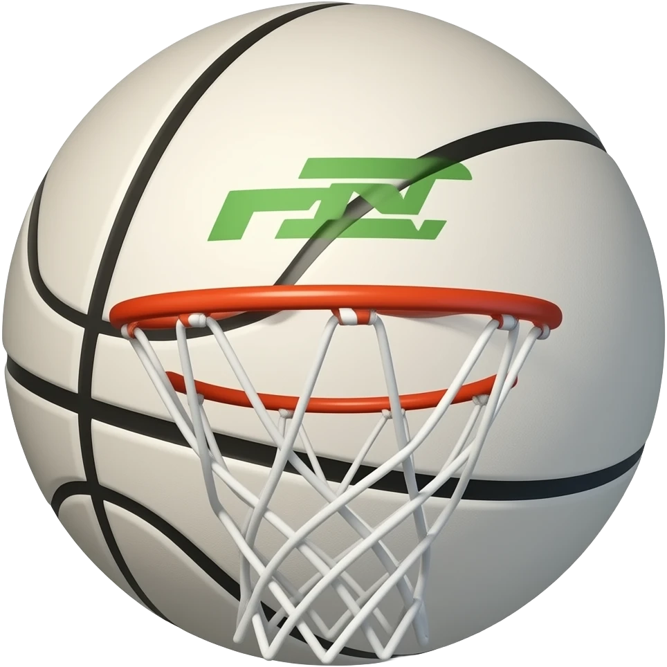 Ball going into hoop with green FN written on it emoji