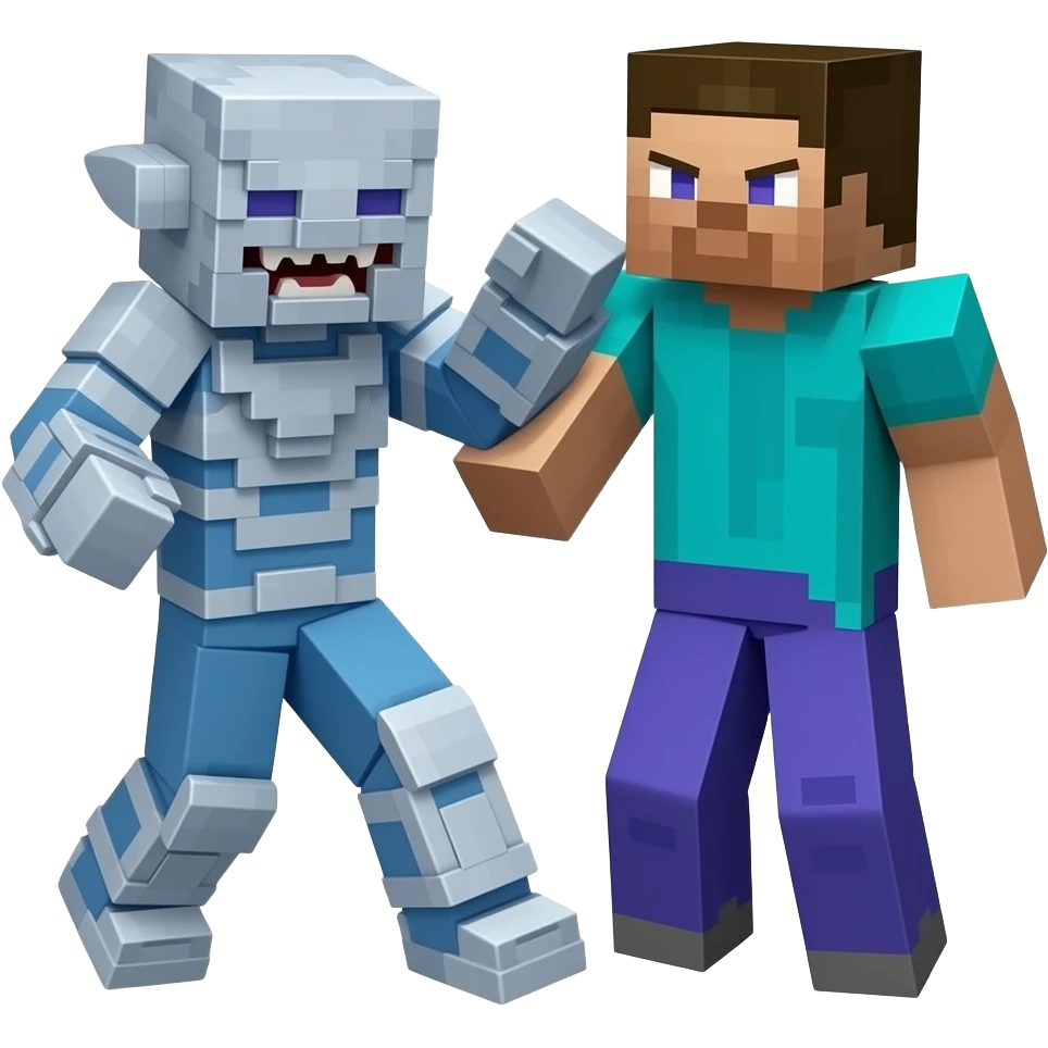 Hero brine fighting with entity 303 Minecraft emoji