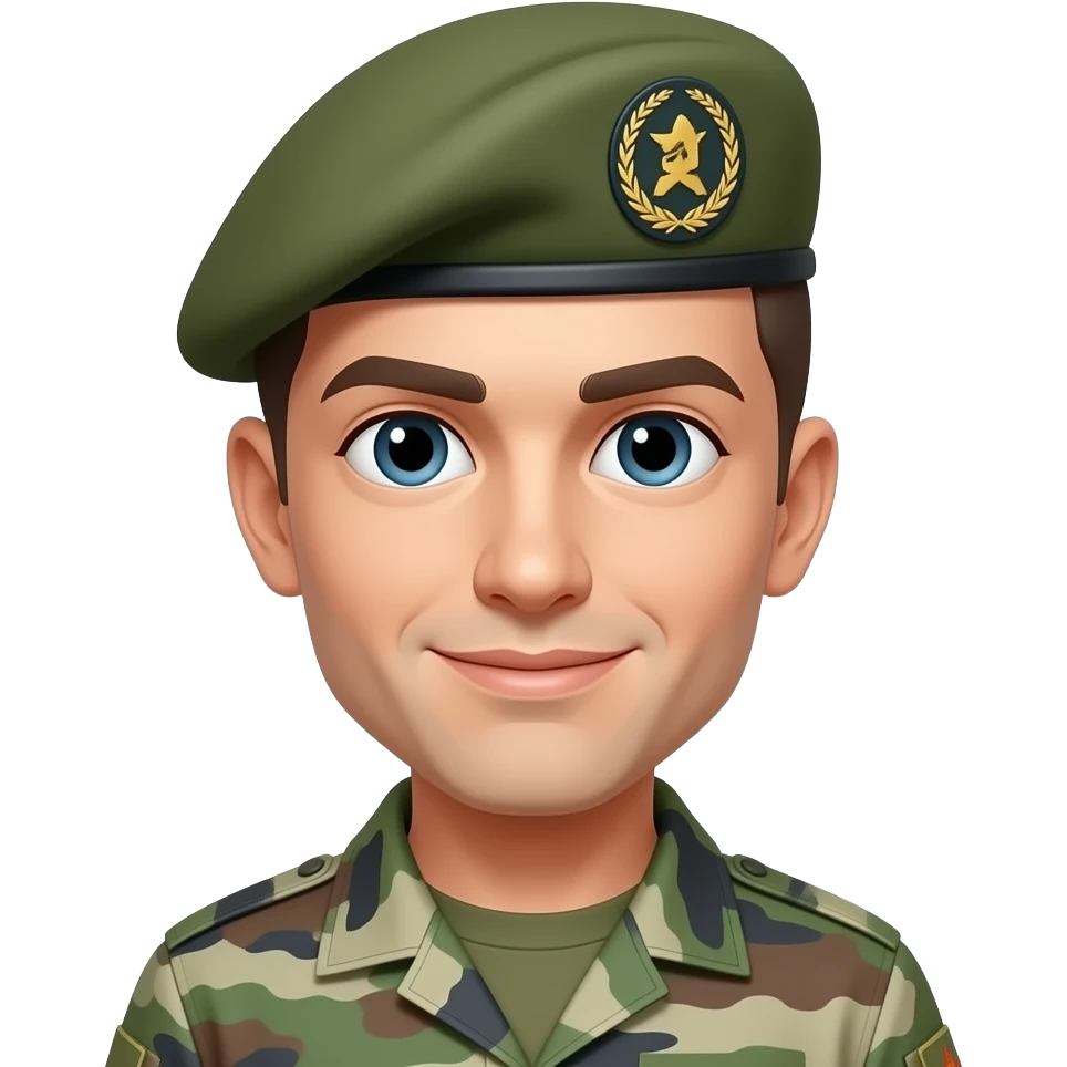 military green beret no beard, face only emoji