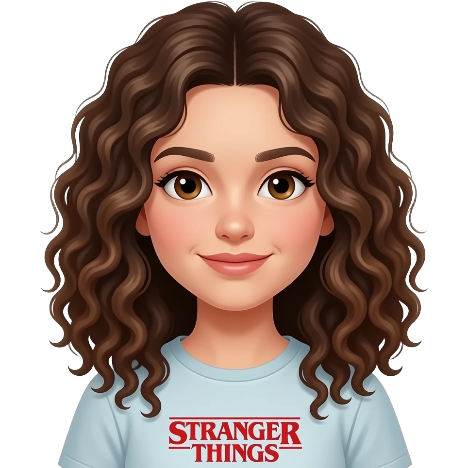 Crea la mia amica ha i capelli mossi lisci allo stesso tempo  e adora stranger things emoji