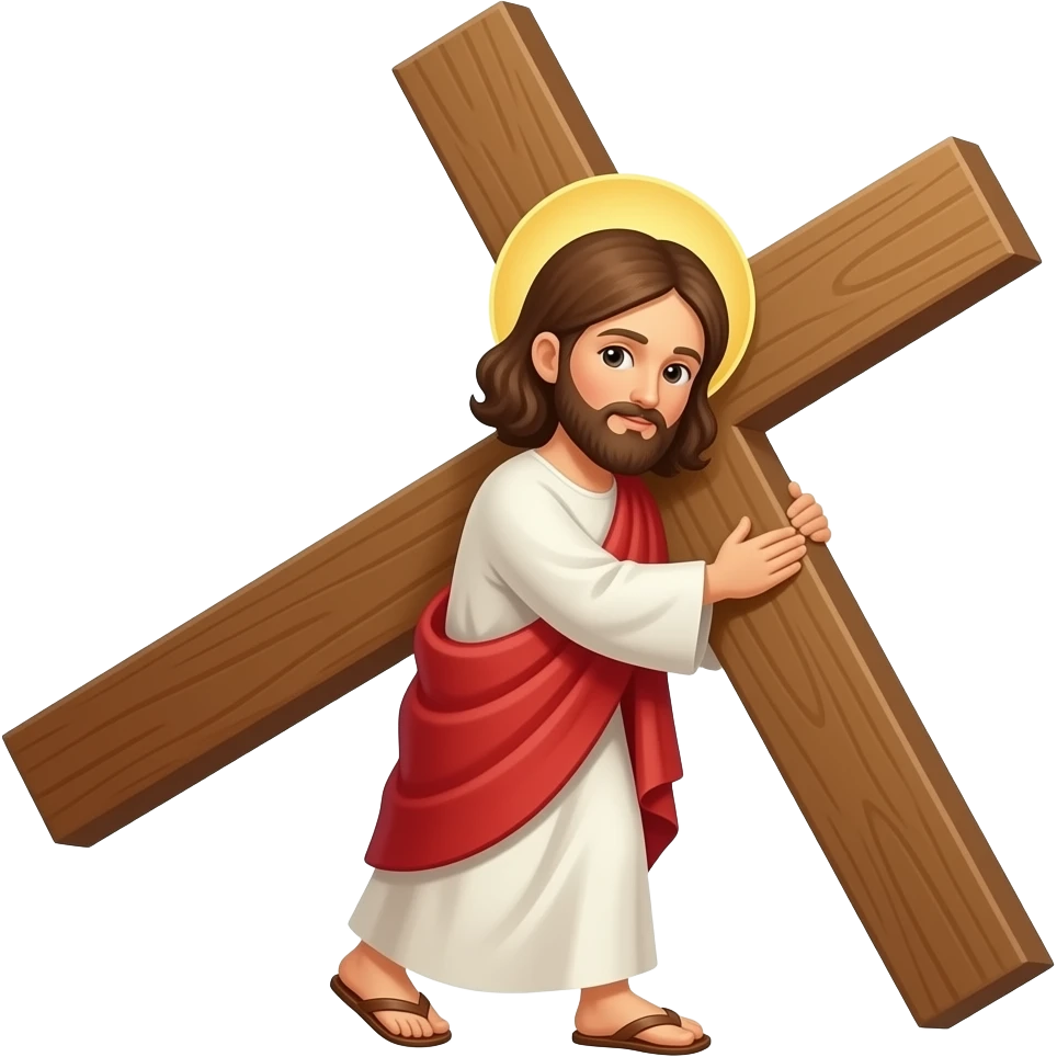 Jesús christ from the Bible carrying his cross emoji