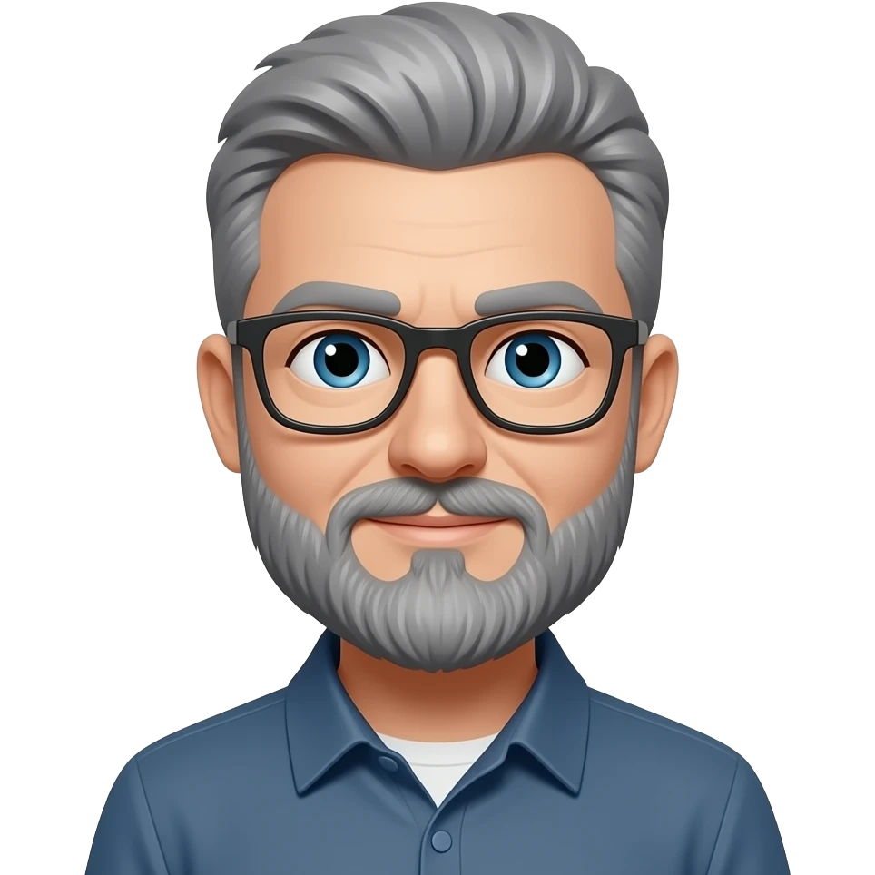 Pelo y barba canoso y gafas obscuras emoji