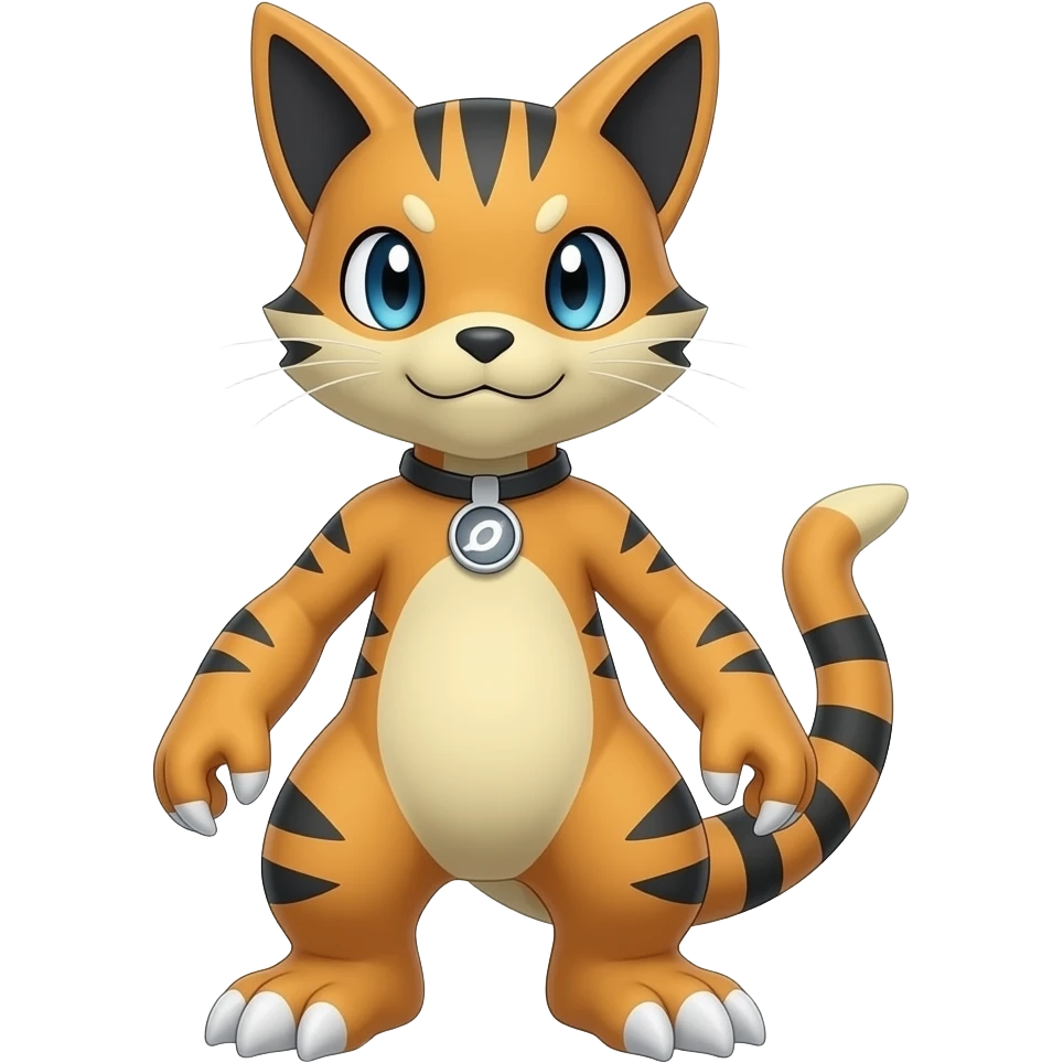 Cool edgy Torracat-Houndour-Digimon, full body emoji