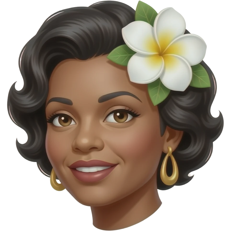 Billie Holiday with white gardenia headdress on left side emoji