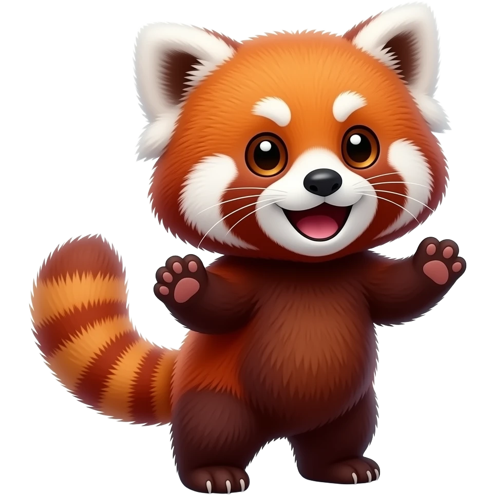 A VERY EXCITED VERY CUTE red panda emoji