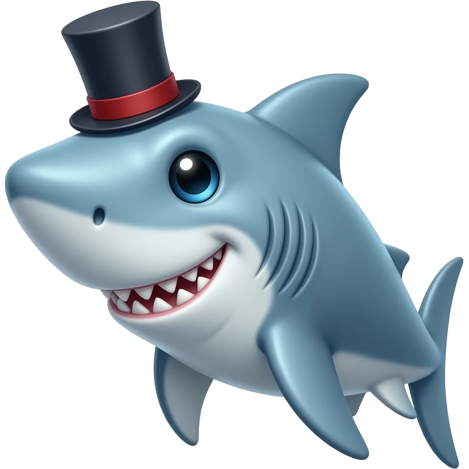 Shark with a top hat emoji