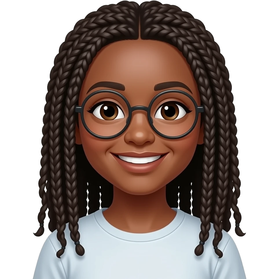 Black girl with braids and glasses emoji