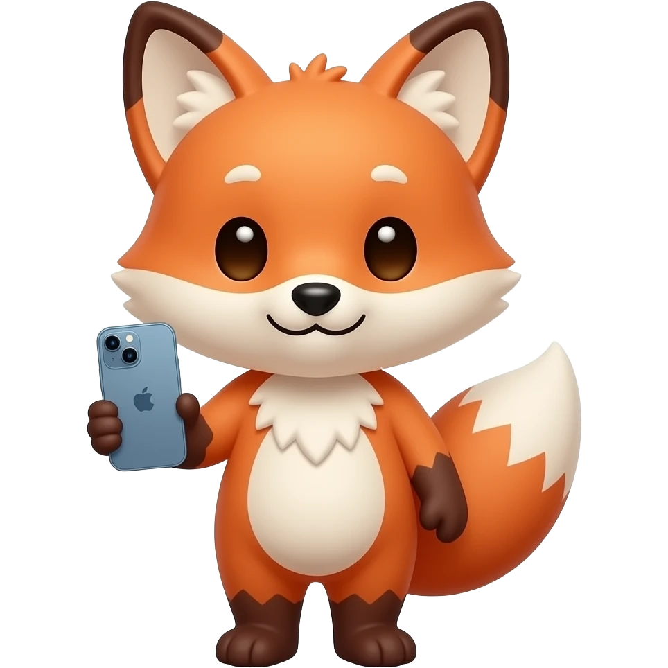 cute fox hold iphone emoji
